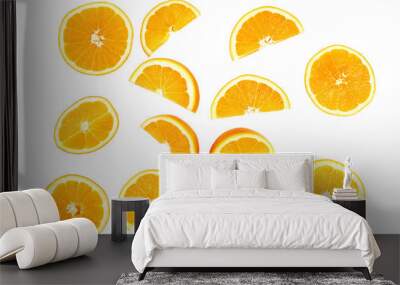 juicy slices of orange isolated on white Wall mural