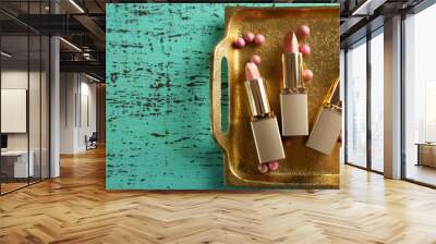 make up lipsticks on tray closeup Wall mural