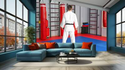 Male karate instructor in dojo Wall mural