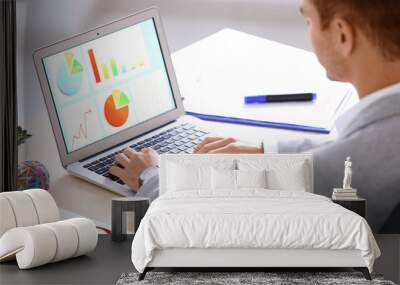 Marketing manager using laptop at table in office Wall mural