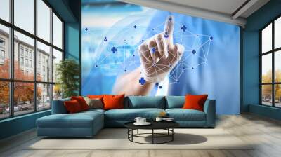 Medicine doctor working with modern computer interface.Modern medical technologies concept Wall mural