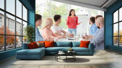 Meeting of young volunteers team in office Wall mural