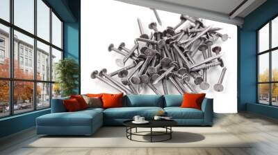 metal nails isolated on white Wall mural