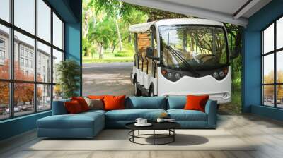 Modern bus parked outdoors Wall mural