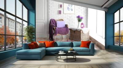 Modern interior with lilac accent Wall mural