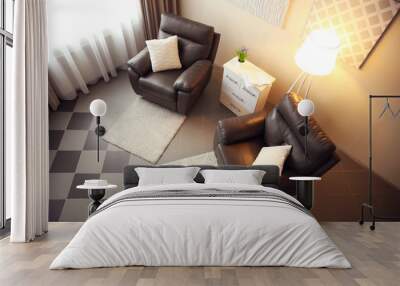 Modern room interior, top view Wall mural