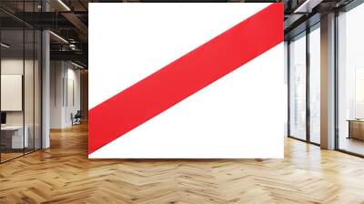 one red diagonal ribbon, isolated on white Wall mural