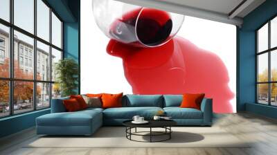 Overturned glass of wine isolated on white Wall mural