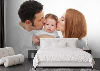 Parents with baby at home Wall mural