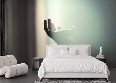 Person hand against daylight background Wall mural