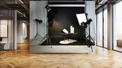 Photo studio with modern interior and lighting equipment Wall mural