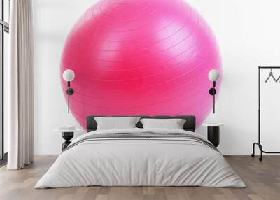 Pink ball for fitness isolated on white Wall mural