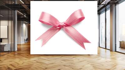 pink ribbon bow on white background Wall mural