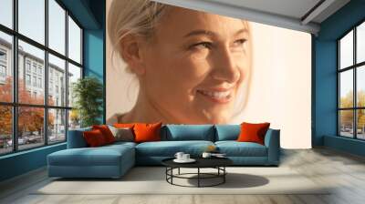 Portrait of smiling mature woman at home, closeup Wall mural