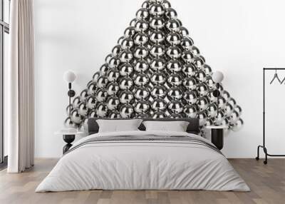 pyramid of metal balls for neocube (toy), isolated on white Wall mural