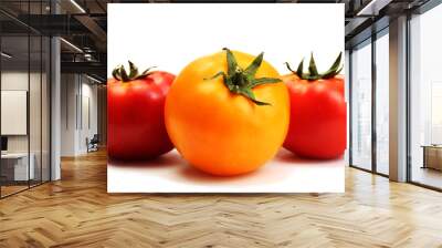 red and yellow tomatoes isolated on white Wall mural