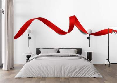 Red ribbon isolated on white Wall mural