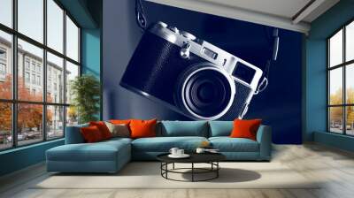 retro camera in shades of grey, closeup Wall mural