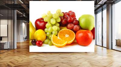 ripe fruits isolated on white background Wall mural