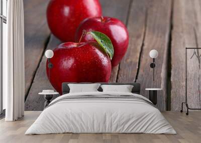 Ripe red apples on table close up Wall mural