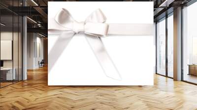 Satin ribbon bow isolated on white Wall mural