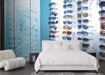 Showcase of different glasses Wall mural