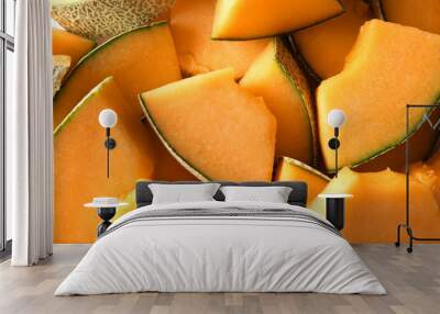 Sliced ripe melon as background Wall mural