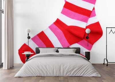 striped socks isolated on white Wall mural