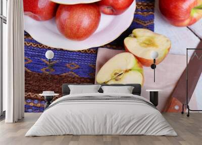 Tasty ripe apples on table close up Wall mural