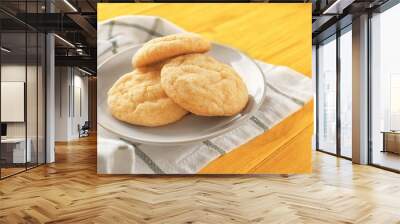 Tasty sugar cookies on plate Wall mural