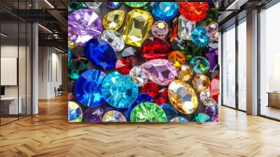 Various colorful precious stones for jewellery as background Wall mural