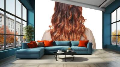 Woman with modern hairstyle on white background Wall mural