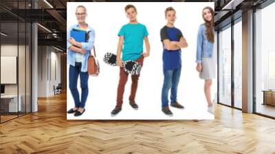 youth lifestyle concept. teenagers on white background Wall mural