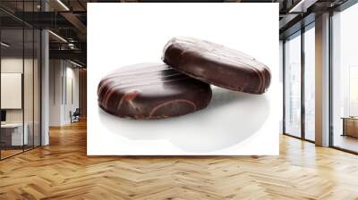 Сhocolate cookies isolated on white Wall mural