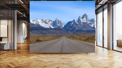 view of street leading to Fitz Roy in Patagonia, Argentina Wall mural