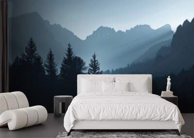 Dolomites mountain at night Wall mural