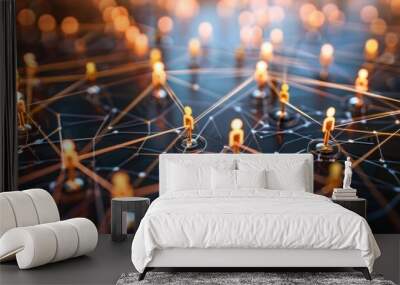 Global business network connecting people worldwide Wall mural