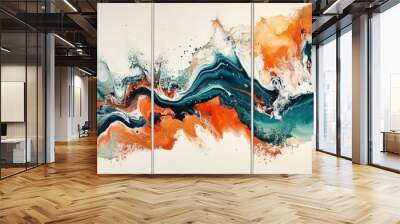 Set of Three Abstract Modern Triptych Wall Art Decoration. Wall mural