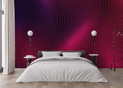 Dark abstract background with glowing wave. Shiny moving lines design element. Modern purple blue gradient flowing wave lines. Futuristic technology concept. Vector illustration modern line  art Wall mural