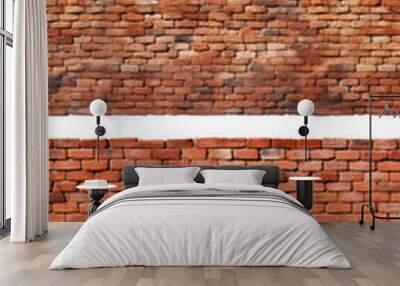 Set of red brick walls and fences, isolated on a transparent background. PNG, cutout, or clipping path. Wall mural