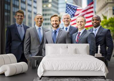 Group of businessmen or corporate people standing for a photo Wall mural