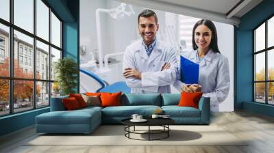 doctors at workplace in dental clinic Wall mural