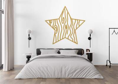 Simple Minimalist Wooden Star Wood Logo Design Wall mural