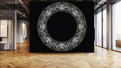 Vintage Golden Circle Round Royal Border Frame with Art Deco Ornaments Wall mural