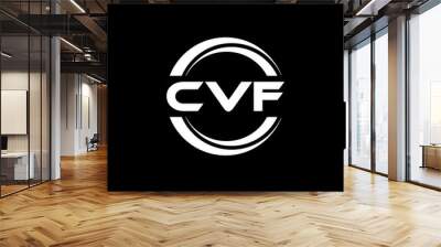 CVF letter logo design with black background in illustrator, vector logo modern alphabet font overlap style. calligraphy designs for logo, Poster, Invitation, etc. Wall mural