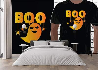 Boo, Halloween T shirt Design, Quotes about Halloween, Halloween shirt, Halloween typography T shirt design Wall mural