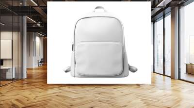 Front view of white textile backpack isolated on white Wall mural