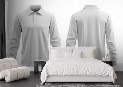 Long sleeve polo shirt mockup Wall mural