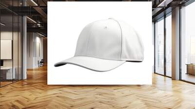 white baseball cap isolated on white background Wall mural