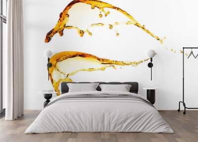 Two splashes of clear yellow liquid, isolated on a transparent background png Wall mural